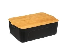 5five Simply Smart Bamboo Plastikinė dėžutė su bambukiniu dangteliu, 13,5 L, juoda