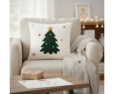 Home Styling Collection Dekoratyvinė pagalvėlė, šventinis raštas, balta, 44 x 44 cm