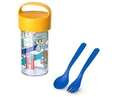 500 ml talpyklė/butelis su stalo įrankiais Buddy Snack SpongeBob, KOZIOL