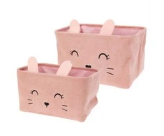 Home Styling Collection CUTIE žaislų konteineriai su ausytėmis, velvetas, 2 vnt