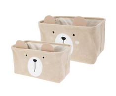 Home Styling Collection CUTIE žaislų konteineriai su ausytėmis, velvetas, 2 vnt
