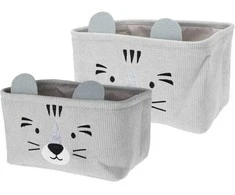 Home Styling Collection CUTIE žaislų konteineriai su ausytėmis, velvetas, 2 vnt
