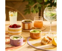Lumarko POOL snack set, 5 pieces, four bowls and a bamboo tray