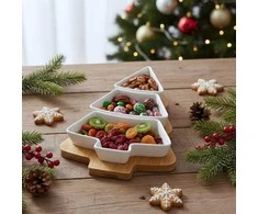 Home Styling Collection Porceliano užkandžių rinkinys 4 dalių - Kalėdų medžio formos indai