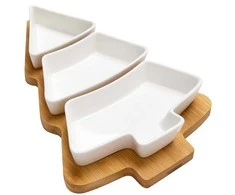 Home Styling Collection Porceliano užkandžių rinkinys 4 dalių - Kalėdų medžio formos indai