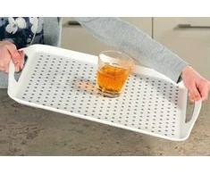 PP plastikinis padėklas juodos spalvos, pusryčių padėklas, virtuvės padėklas, juodas padėklas, virtuvės reikmenys, Kesper
