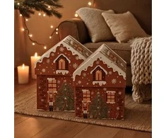 Home Styling Collection PIECES Kalėdinės dėžutės namelio formos, 2 dalių rinkinys.