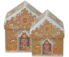 Home Styling Collection PIECES Kalėdinės dėžutės namelio formos, 2 dalių rinkinys.