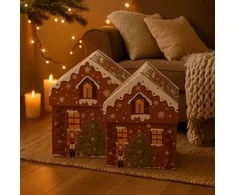 Home Styling Collection PIECES Kalėdinės dėžutės namelio formos, 2 dalių rinkinys.