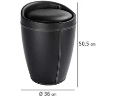 CANDY Juodas pufas - skalbinių krepšelis, 2 in 1, WENKO