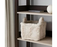 Storage Solutions Stačiakampis krepšelis su rankena, dirbtinis pliušinis kailis, smėlio spalvos, 38 x 26 x 24 cm
