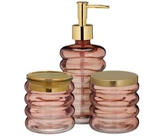 Bathroom Solutions PIECES HUM vonios kambario rinkinys, stiklinis dozatorius, puodelis, indelis, 3 dalys