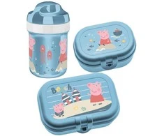 200 ml buteliuko ir pietų dėžutės rinkinys Peppa Pig Waves To Go, 3 dalys, KOZIOL