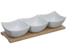 Secret de Gourmet Rinkinys do przekąsek balta miski na tacy