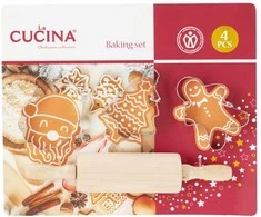 La Cucina MIRLI kepimo rinkinys vaikams, medinis kočėlas ir 3 formelės