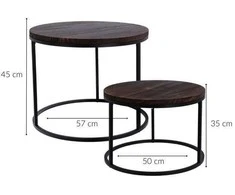 Excellent Houseware kavos staliukų rinkinys 2 viename mediniai 50/57 cm