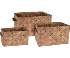 Home Styling Collection Trijų austų krepšelių rinkinys, natūralus