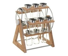 5five Simply Smart Bamboo Secret de Gourmet bambuko prieskonių stovas su 15 stiklinių indelių