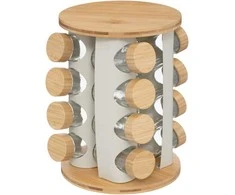 5five Simply Smart Bamboo Besisukanti prieskonių lentynėlė SENSIA 13 stiklainių su bambukiniais dangteliais