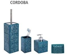 Šepečių konteineris CORDOBA DARK Mėlynas + tualeto šepetys, WENKO