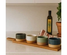 Secret De Gourmet PIECES Keraminiai užkandžių dubenėliai VOYO, 4 vnt. stačiakampiame padėkle.
