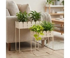 Home Styling Collection 2 metalinių augalų stovų su banguotais kraštais rinkinys SENSE