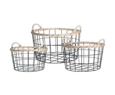Asj Commerce 3 dekoratyvinių krepšelių rinkinys, pagamintas iš metalo, ovalus