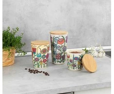 Wenko Set of 3 storage containers with bamboo lid GARDEN