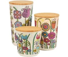 Wenko Set of 3 storage containers with bamboo lid GARDEN