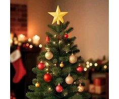 Fééric Lights and Christmas Fééric žibintai ir kalėdinis Kalėdų eglutės papuošalų rinkinys + žvaigždė, 44 vienetai rinkinyje, raudona ir auksinė