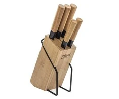 5five Simply Smart Bamboo Virtuvinių peilių rinkinys ant bambukinio stovo, 5 peiliai