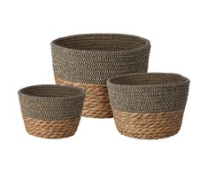 Home Styling Collection PIECES Natūralaus pluošto krepšelių rinkinys, 3 vnt