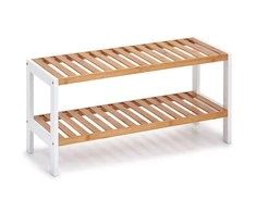 Zeller Bamboo Batų lentyna, bambukinė ir metalinė lentyna, kompaktiška batų spintelė.