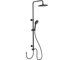 Dušo kolonėlė su lietaus dušu ir ausinėmis, juoda, 120 cm, WENKO