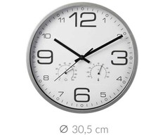 Nežinomas Sieninis laikrodis baltas su higrometru termometru 30 cm