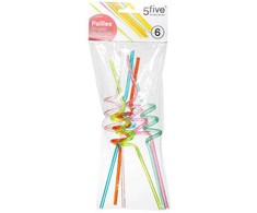 5five Simply Smart PIECES Garbanoti šiaudeliai, spalvoti, 6 vnt