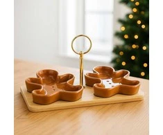 Secret De Gourmet PIECES Užkandžių dubenėliai ant bambukinės lentos ZIMORA meduoliniai sausainiai, 3 vnt.