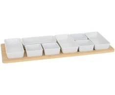 Secret De Gourmet Bamboo Užkandžių dubenėliai ant bambukinio padėklo LILY, 8 lėkštelės