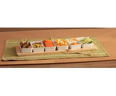 Secret De Gourmet Bamboo Užkandžių dubenėliai ant bambukinio padėklo LILY, 8 lėkštelės