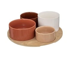 Secret De Gourmet PIECES Užkandžių serviravimo rinkinys, bambuko stovas, 5 dalys