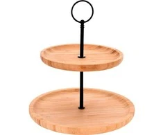 Excellent Houseware Bamboo Serviravimo Lėkštė 2 Aukštų 24 cm