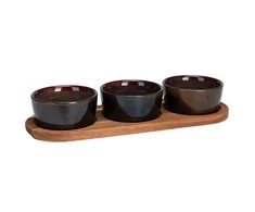 Secret De Gourmet Užkandžių padėklas su akmens masės dubenėliais, 29 x 10 cm