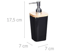 Orion Muilo dozatorius BATHROOM SOLUTIONS, su bambuko imitacija, juodos sp., 7,3 x 7,3 x 17,5 cm