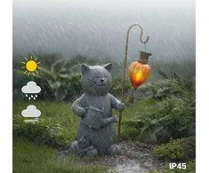 Maximex Solar lamp cat with glowing LED balloon, 26.5 x 16 cm