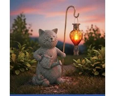 Maximex Solar lamp cat with glowing LED balloon, 26.5 x 16 cm