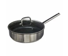 Secret De Gourmet Steel Nerūdijančio plieno keptuvė su dangčiu, nepridegančia danga, 29,5 cm