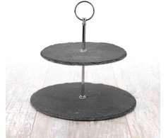 Excellent Houseware Akmens serviravimo lėkštė 2 aukštų 23 cm