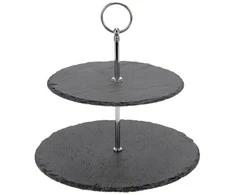 Excellent Houseware Akmens serviravimo lėkštė 2 aukštų 23 cm