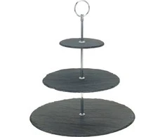 Excellent Houseware Akmens juoda serviravimo lėkštė 3 aukštų 31 cm