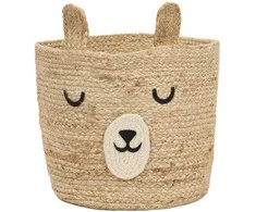 Kids Collection Bear Žaislų konteineris meškiukas su ausytėmis DŽIAUGSMAS, Ø 28 cm